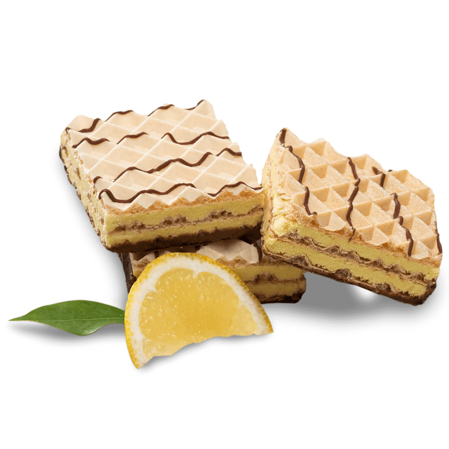 Delicious protein wafers with lemon flavor, featuring chocolate and vanilla layers, perfect for a healthy snack.